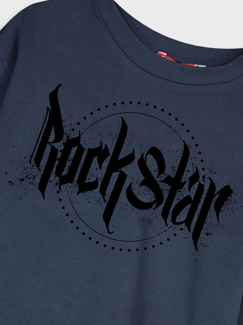 Σετ φούτερ Rock Star και κολάν με print rock n roll μαύρο