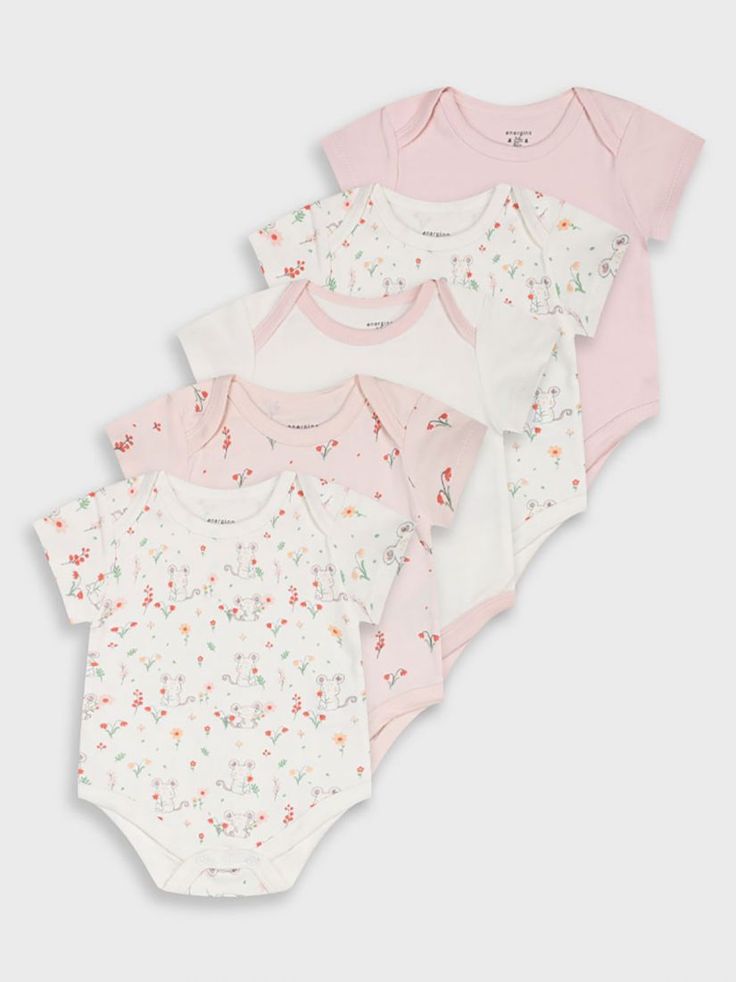 Ζιπουνάκια κοντομάνικα πακέτο των 5 print litlle flowers ροζ