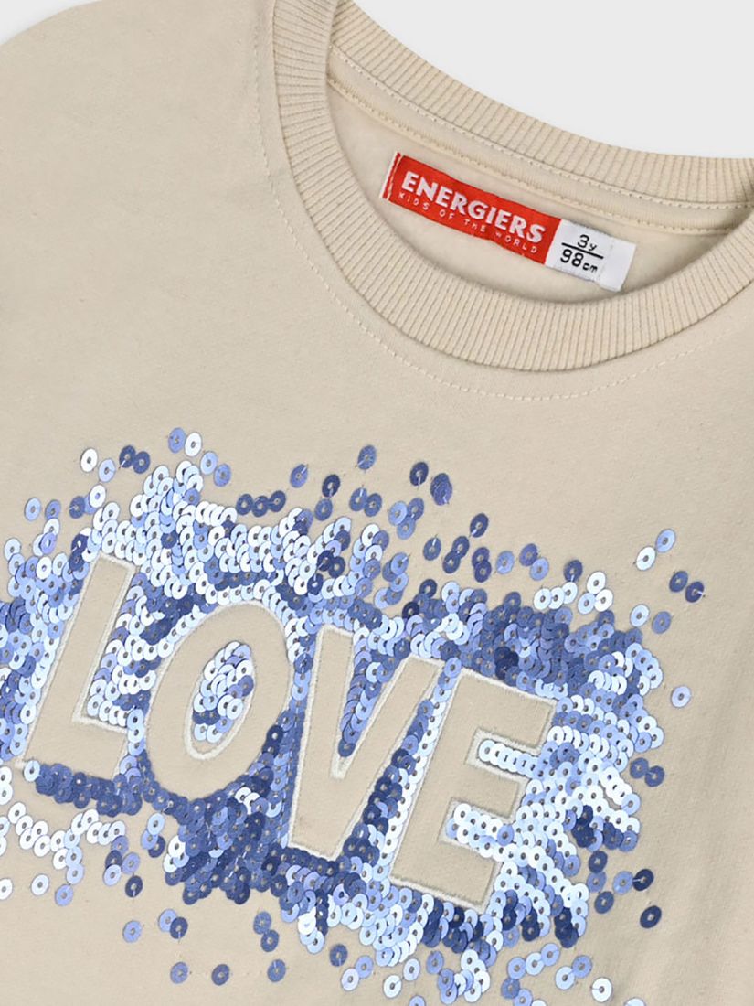 Μπλούζα φούτερ με print love και glitter μπεζ