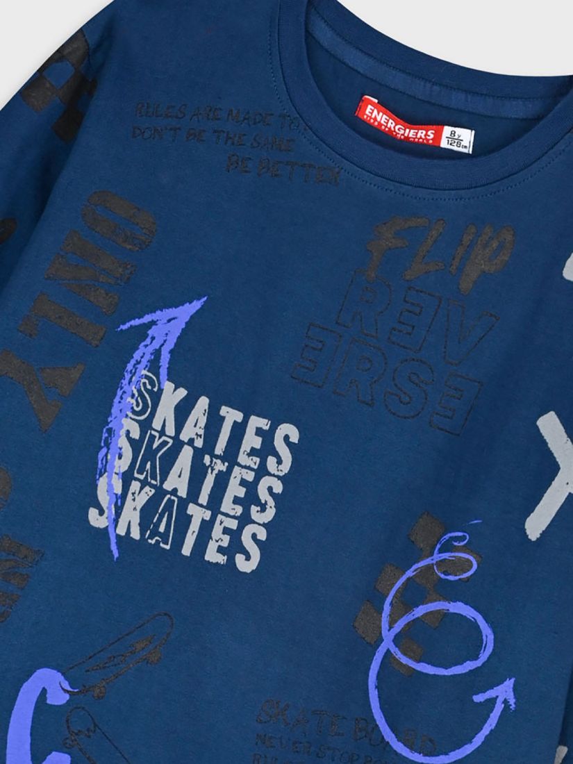 Μπλούζα βαμβακερή μακρυμάνικη με print skates μπλε