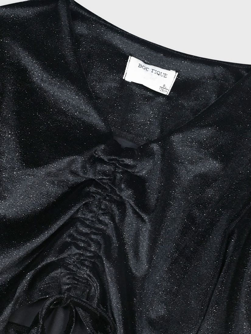 Kροπ τοπ βελουτέ με σούρα και glitter μαύρο