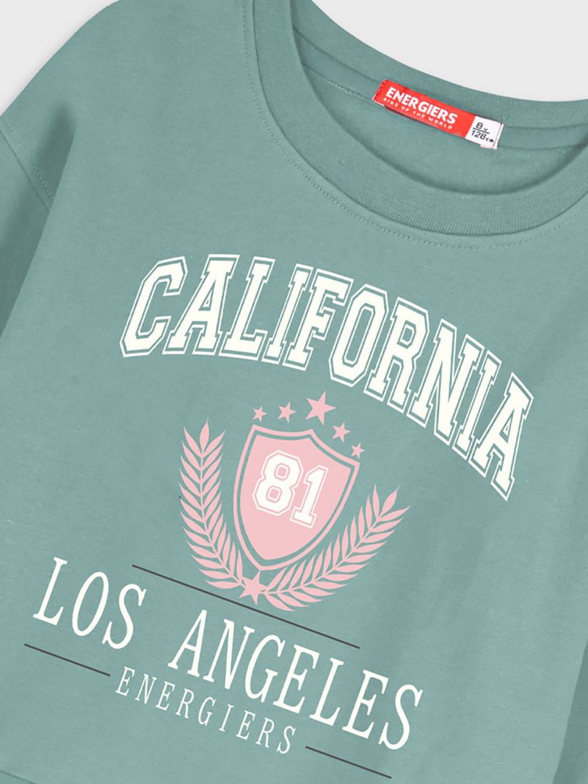 Φόρμα φούτερ με κροπ τοπ και print california μέντα