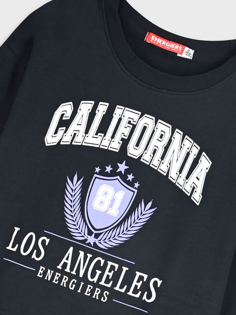 Φόρμα φούτερ με κροπ τοπ και print california μαύρο