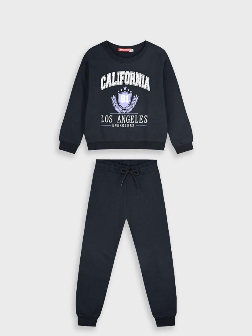 Φόρμα φούτερ με κροπ τοπ και print california μαύρο
