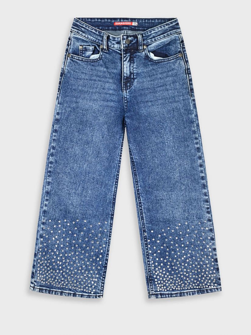 Παντελόνα τζιν με στρας στο κάτω μέρος μπλε