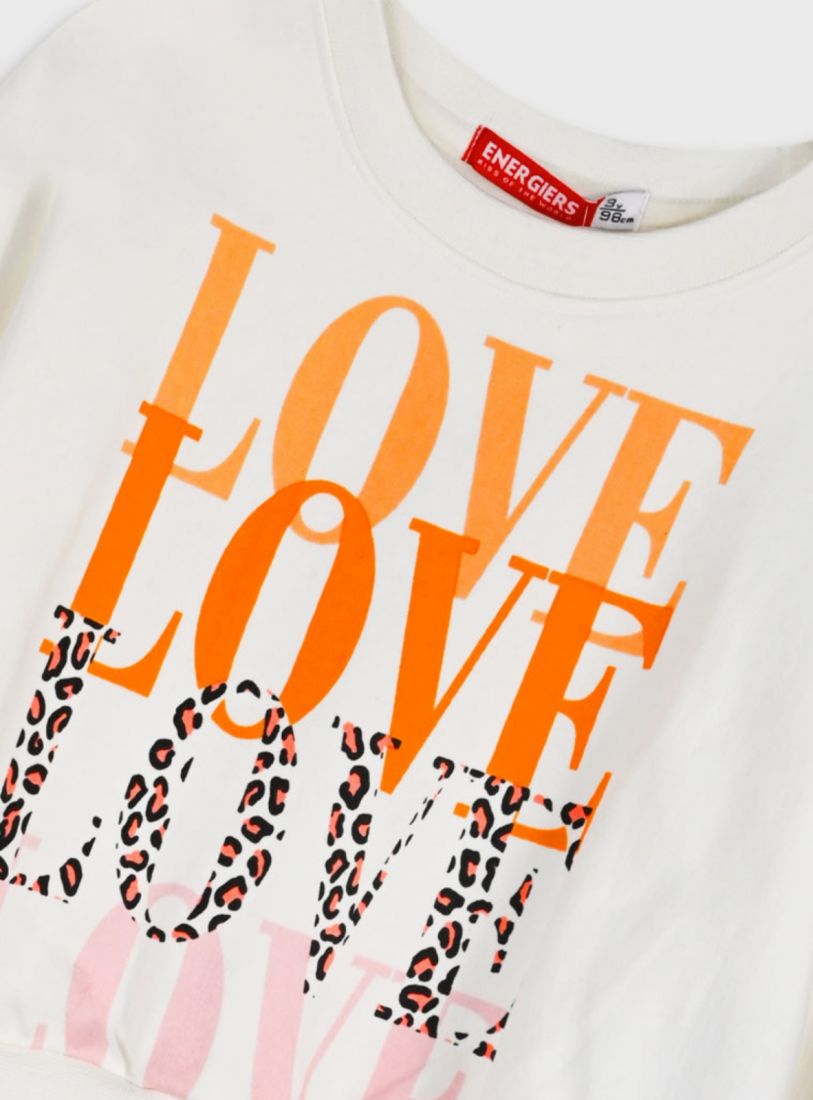 Φόρμα φούτερ με print Love ροζ