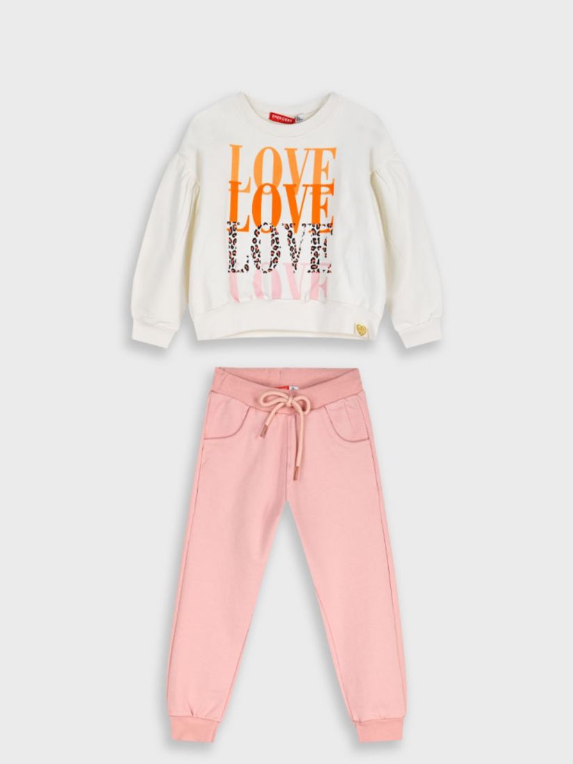 Φόρμα φούτερ με print Love ροζ