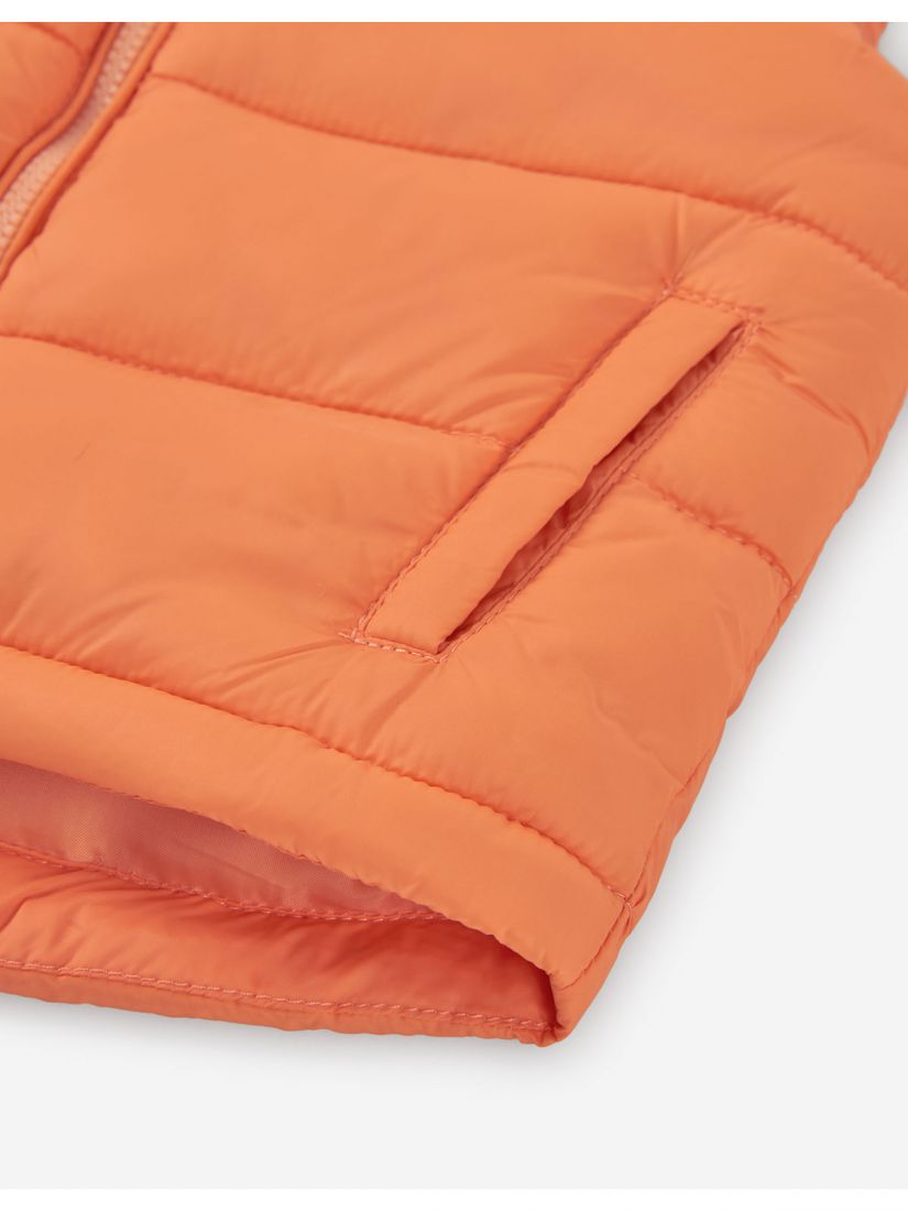 Γιλέκο βρεφικό μονόχρωμο καπιτονέ με κουκούλα και τσέπες για αγόρι εκάι