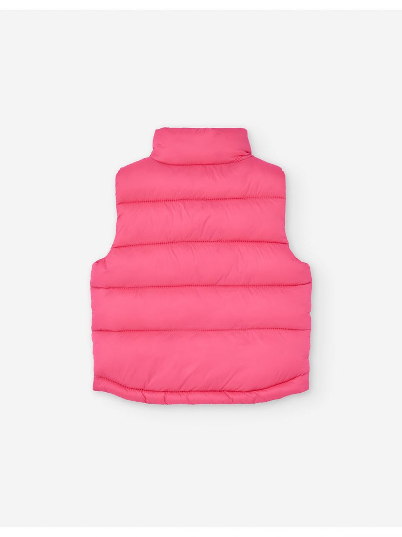 Γιλέκο βρεφικό μονόχρωμο καπιτονέ με κουκούλα και τσέπες για κορίτσι φούξια