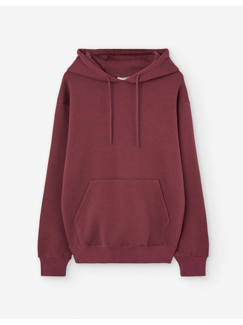 Μπλούζα φούτερ μονόχρωμη oversized με κουκούλα μπορντώ