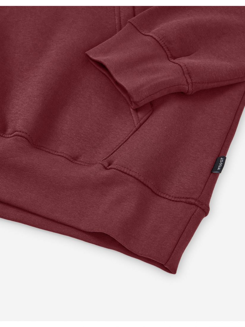 Μπλούζα φούτερ μονόχρωμη oversized με κουκούλα μπορντώ