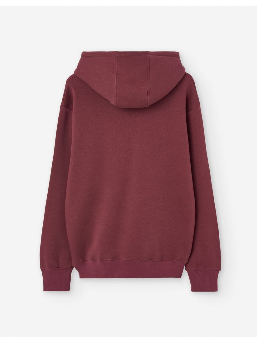 Μπλούζα φούτερ μονόχρωμη oversized με κουκούλα μπορντώ