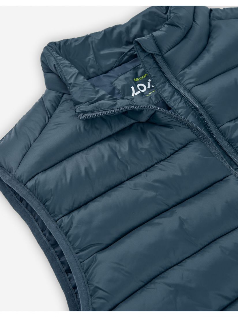 Μπουφάν γιλέκο καπιτονέ μονόχρωμο με τσέπες μπλε