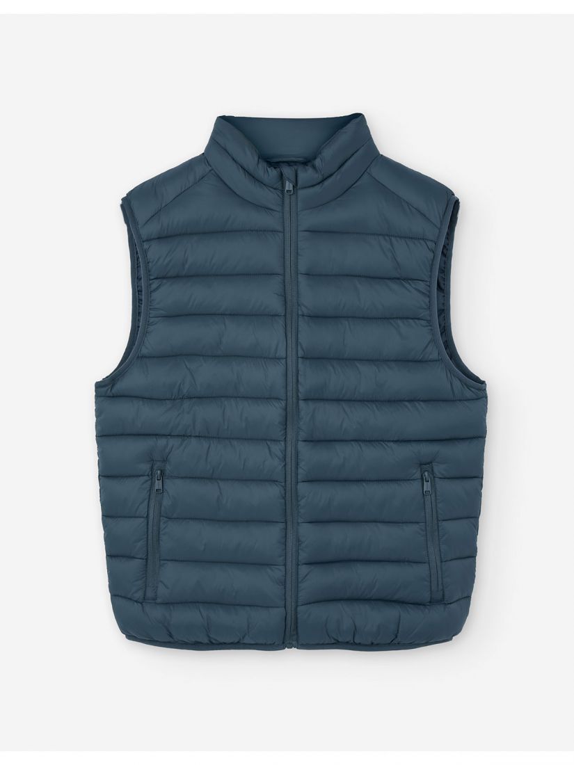 Μπουφάν γιλέκο καπιτονέ μονόχρωμο με τσέπες μπλε