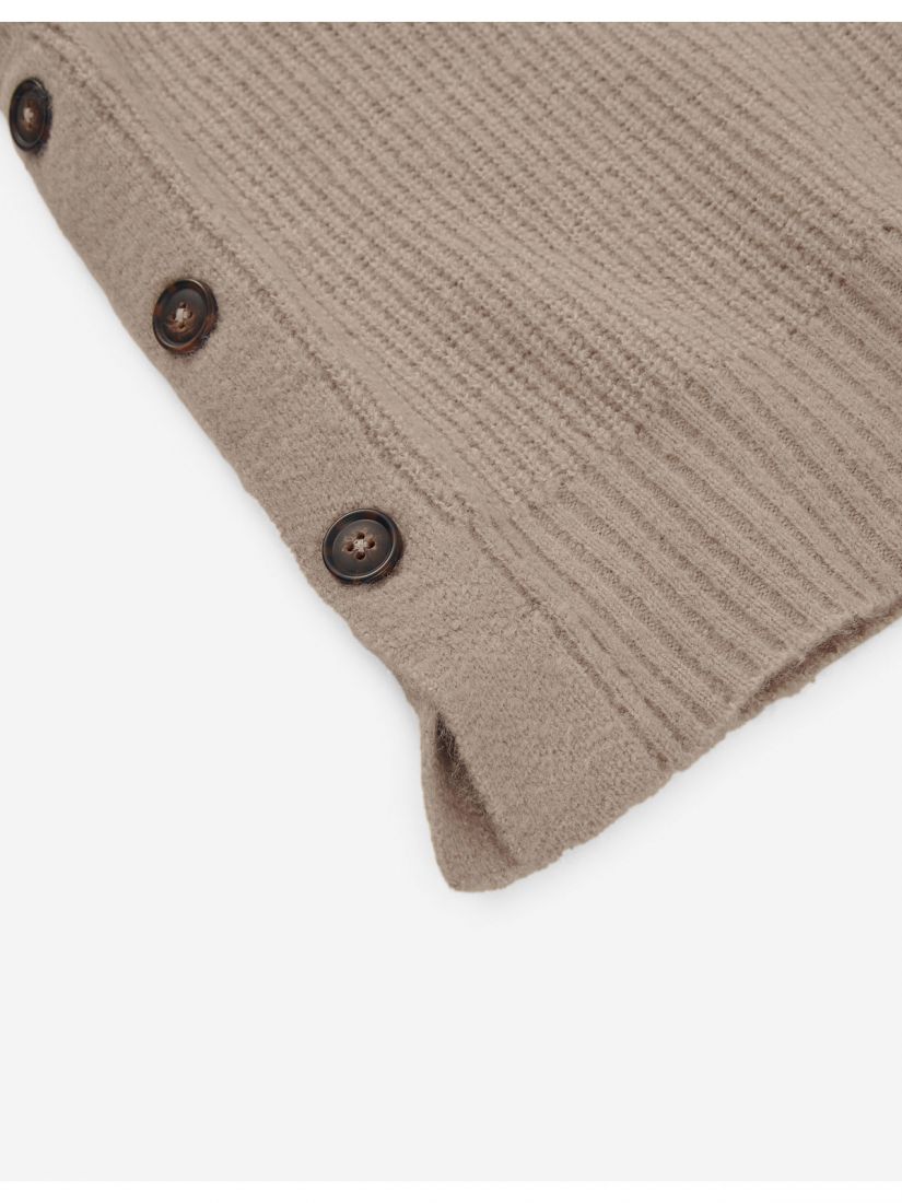 Γιλέκο πλεκτό με πατηλέτα και κουμπιά στο πλάι μπεζ
