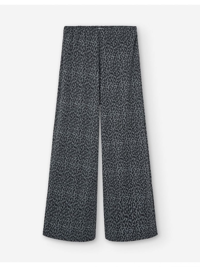 Παντελόνα animal print με λάστιχο στη μέση γκρι