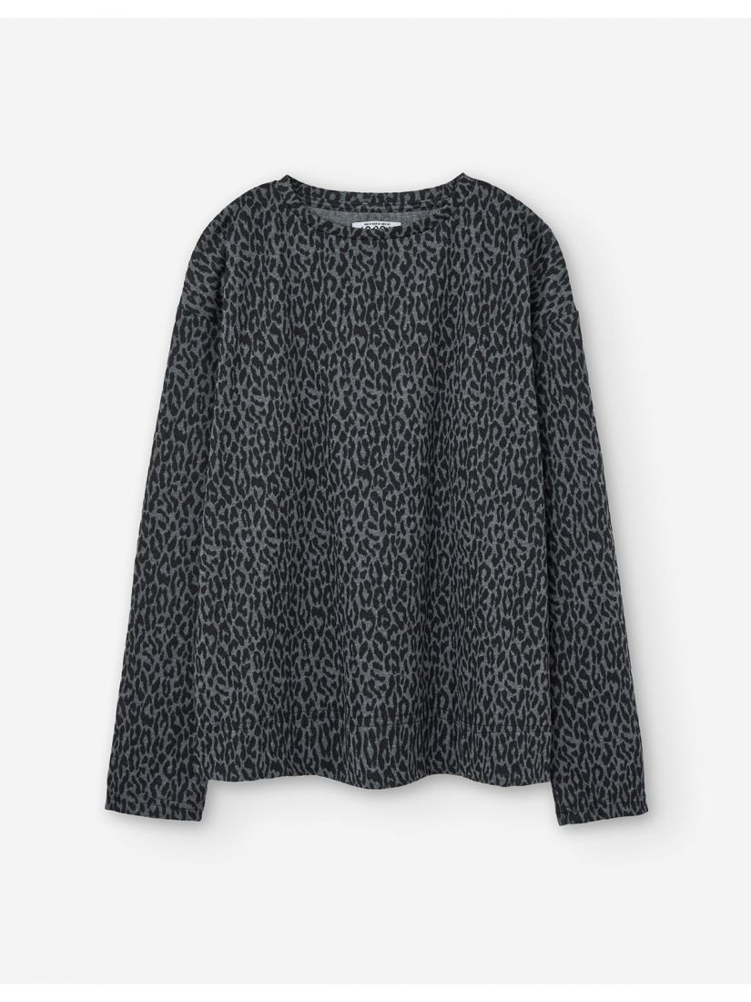 Μπλούζα cropped animal print γκρι