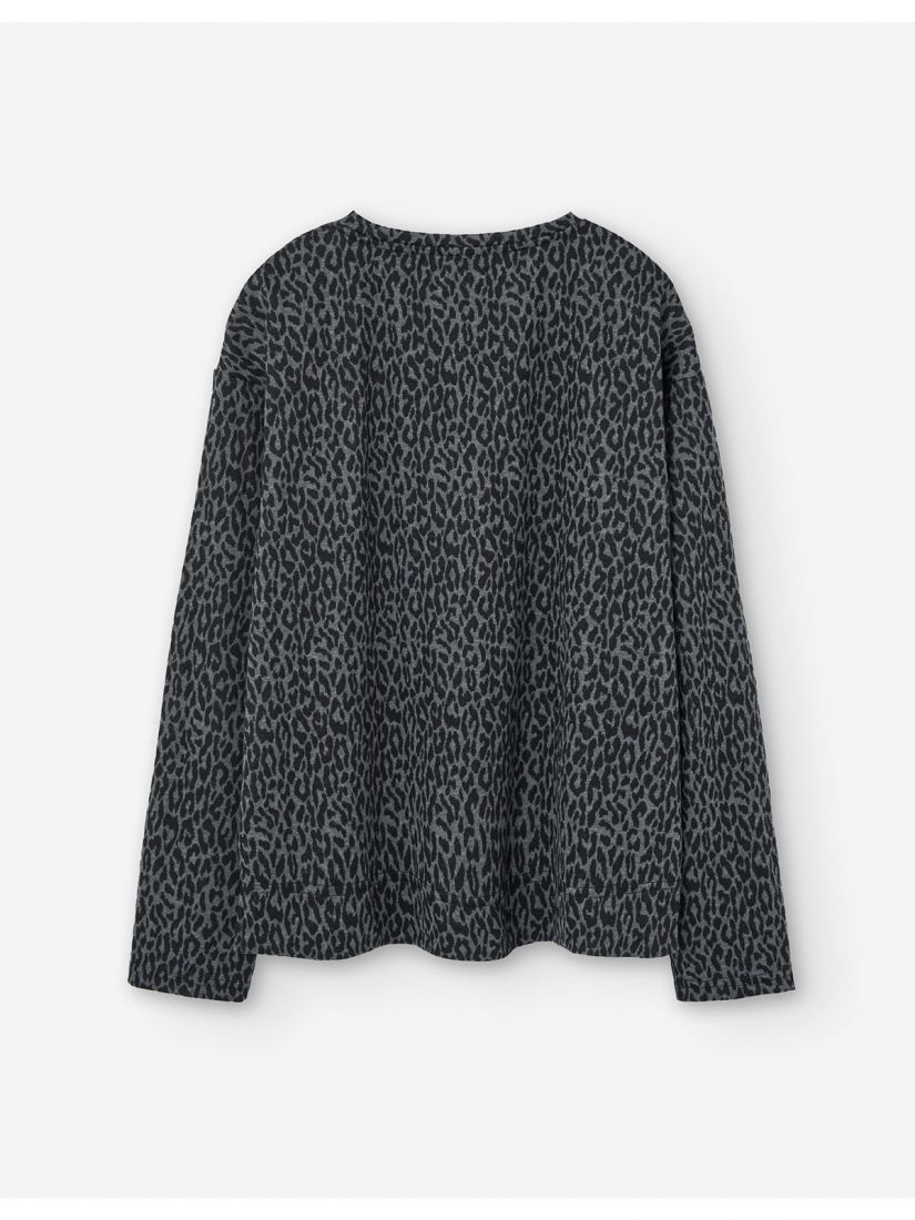Μπλούζα cropped animal print γκρι