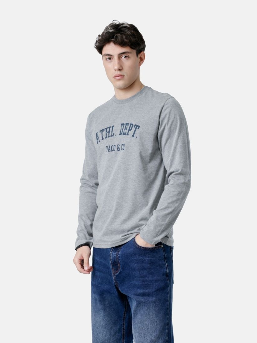 Μπλούζα βαμβακερή μακρυμάνικη με print athl dept γκρι