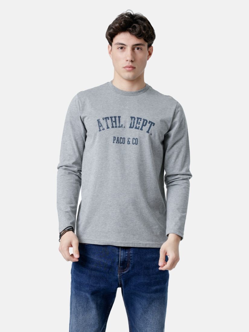 Μπλούζα βαμβακερή μακρυμάνικη με print athl dept γκρι