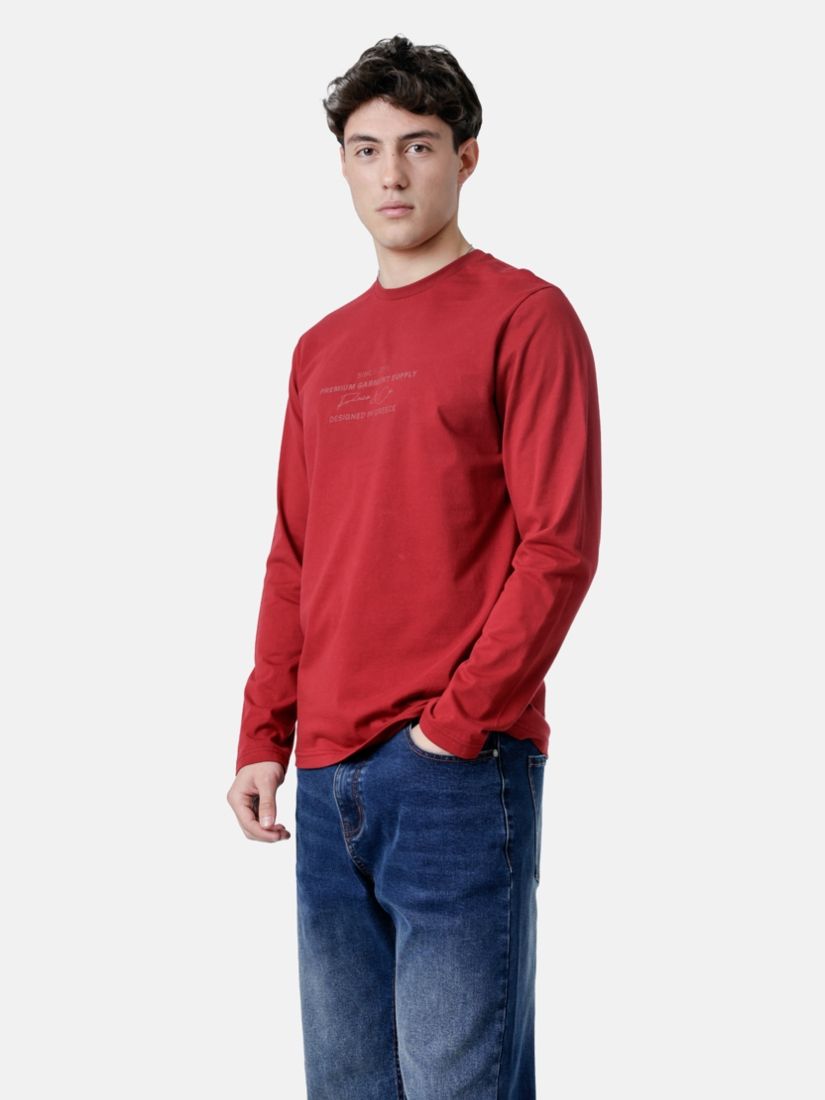 Μπλούζα βαμβακερή μακρυμάνικη με print premium garmen supply μπορντώ