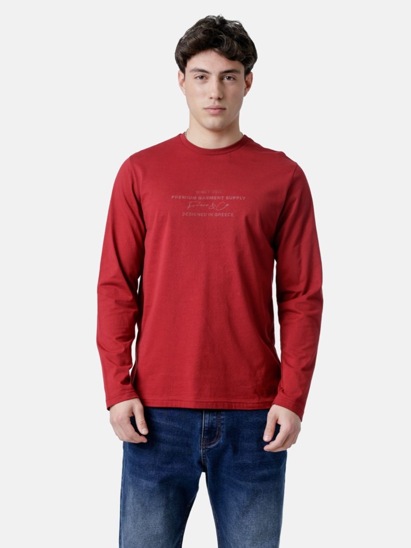 Μπλούζα βαμβακερή μακρυμάνικη με print premium garmen supply μπορντώ