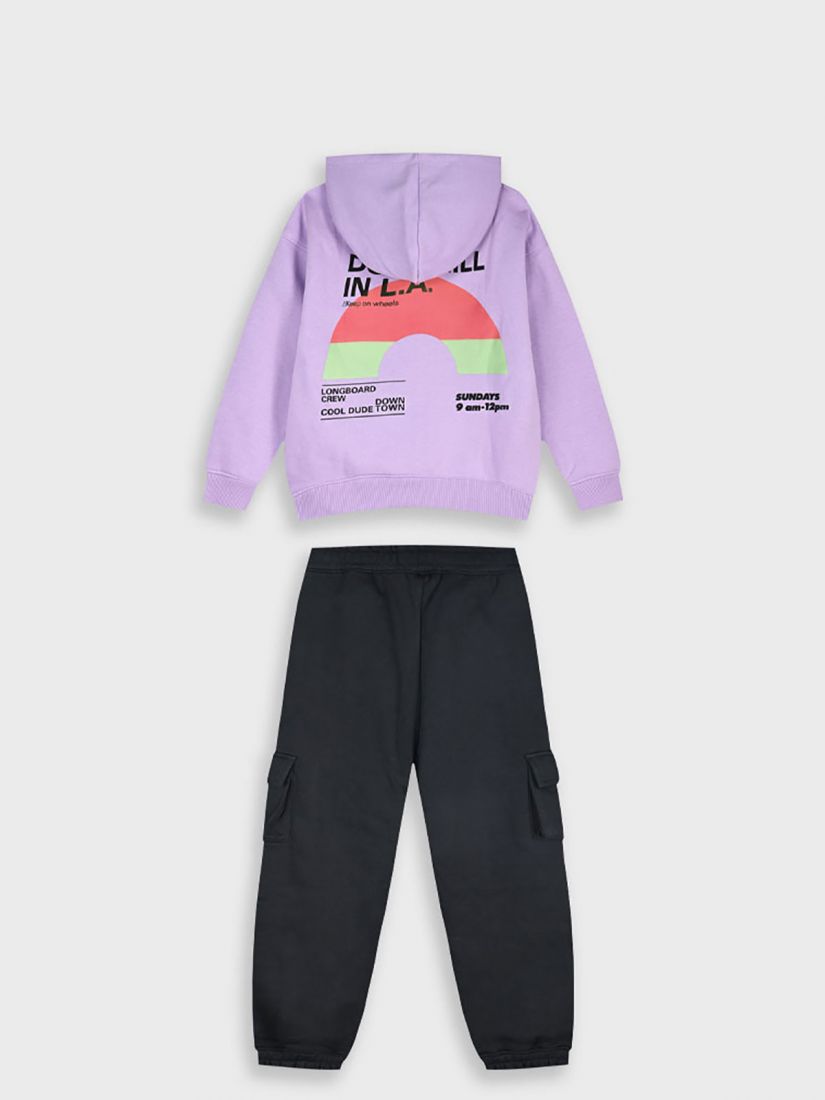 Φόρμα φούτερ με Cargo παντελόνι unisex λιλά