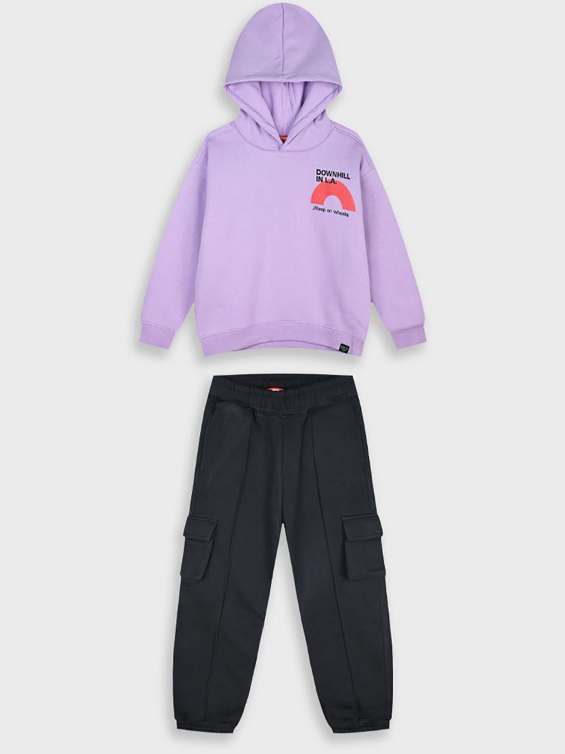 Φόρμα φούτερ με Cargo παντελόνι unisex λιλά
