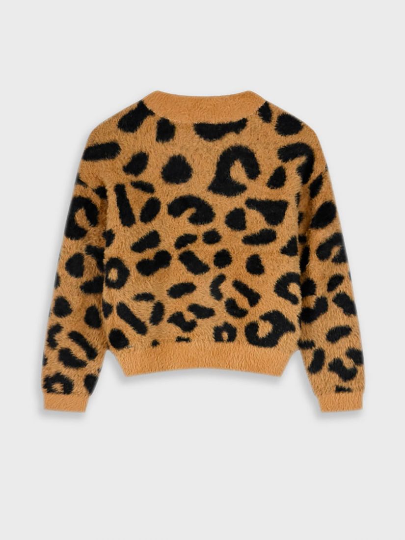 Πουλόβερ soft touch με animal print καμηλό