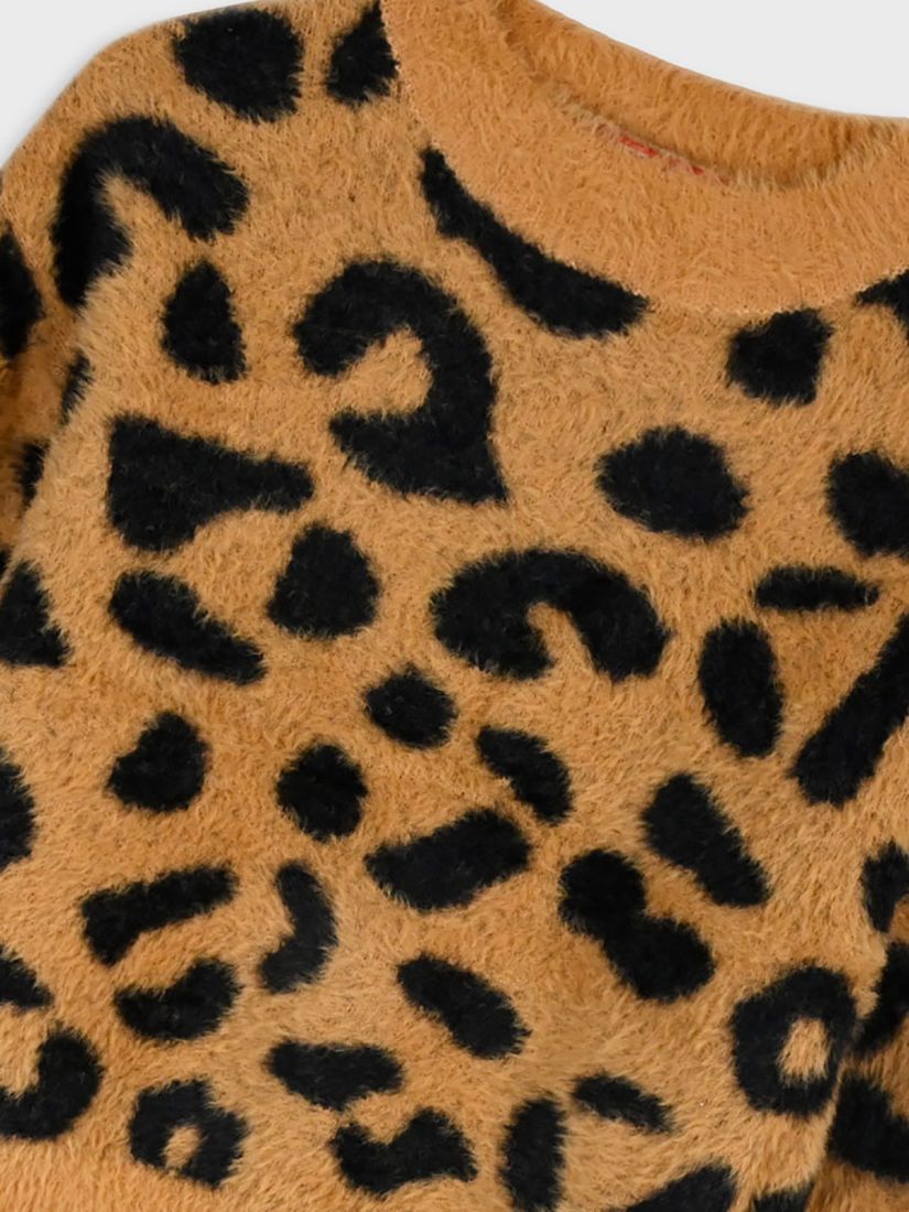 Πουλόβερ soft touch με animal print καμηλό
