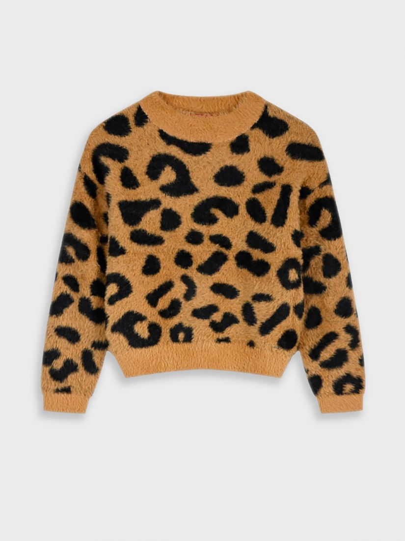 Πουλόβερ soft touch με animal print καμηλό