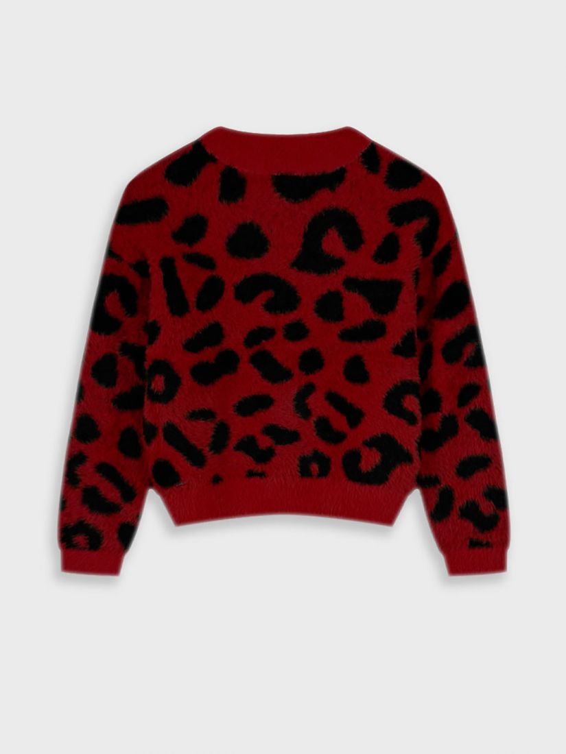Πουλόβερ soft touch με animal print μπορντώ