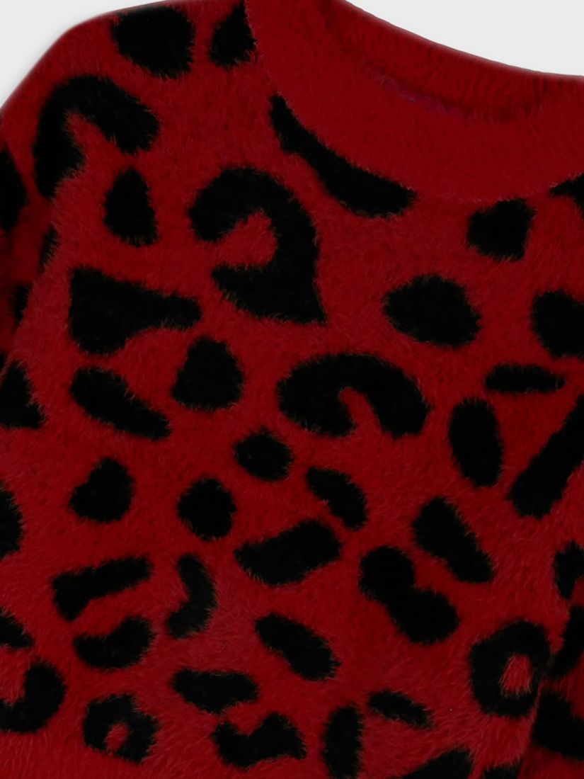Πουλόβερ soft touch με animal print μπορντώ