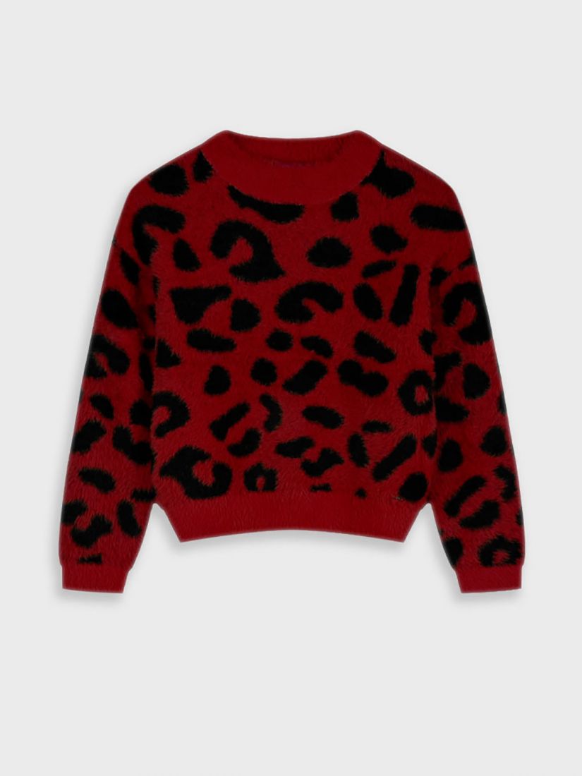 Πουλόβερ soft touch με animal print μπορντώ