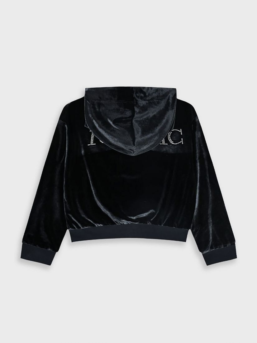Ζακέτα κροπ βελούδο με glitter print ICONIC μαύρο