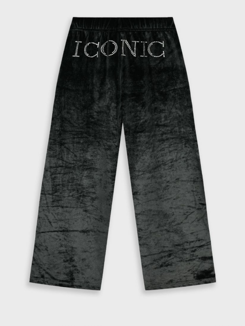 Παντελόνι βελούδο με glitter print ICONIC μαύρο
