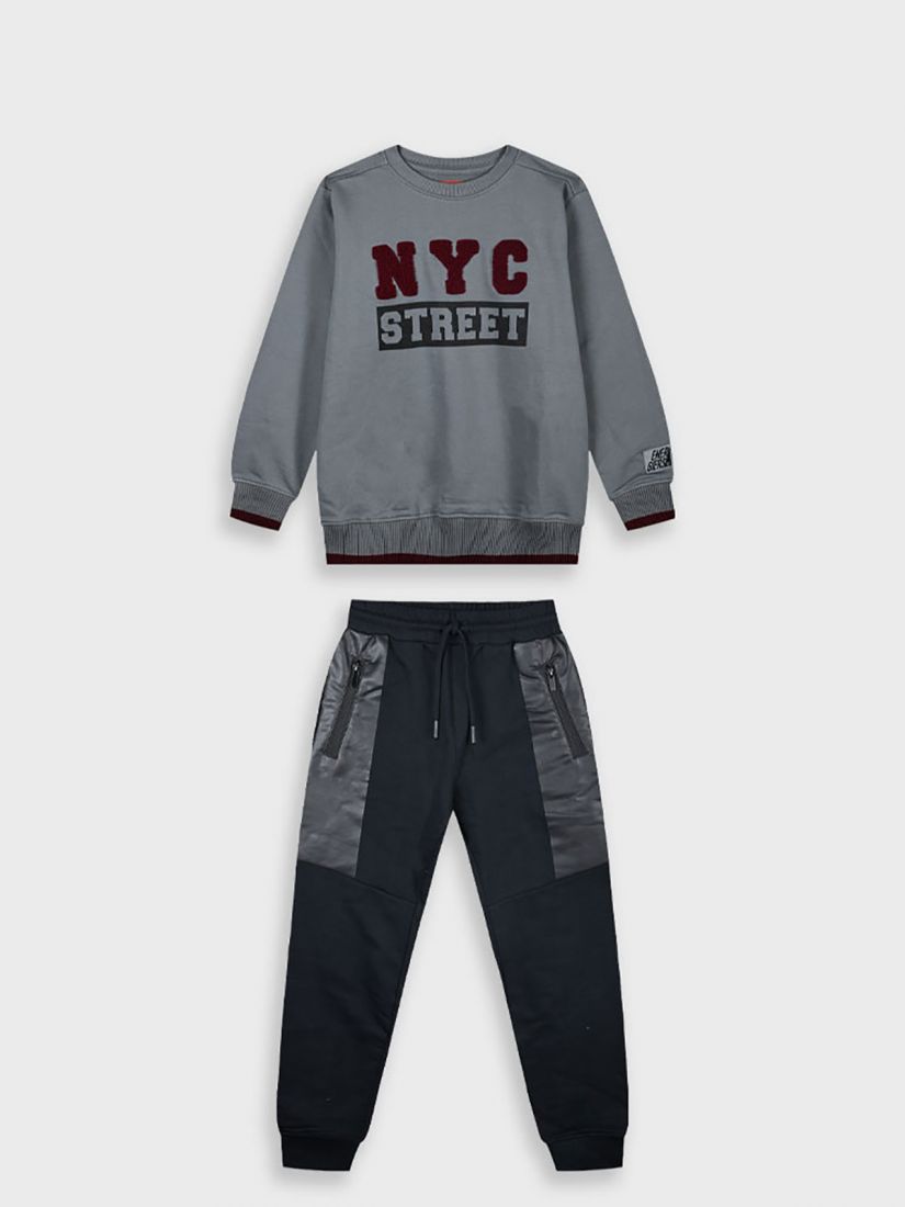 Φόρμα φούτερ με print NYC street ανθρακί
