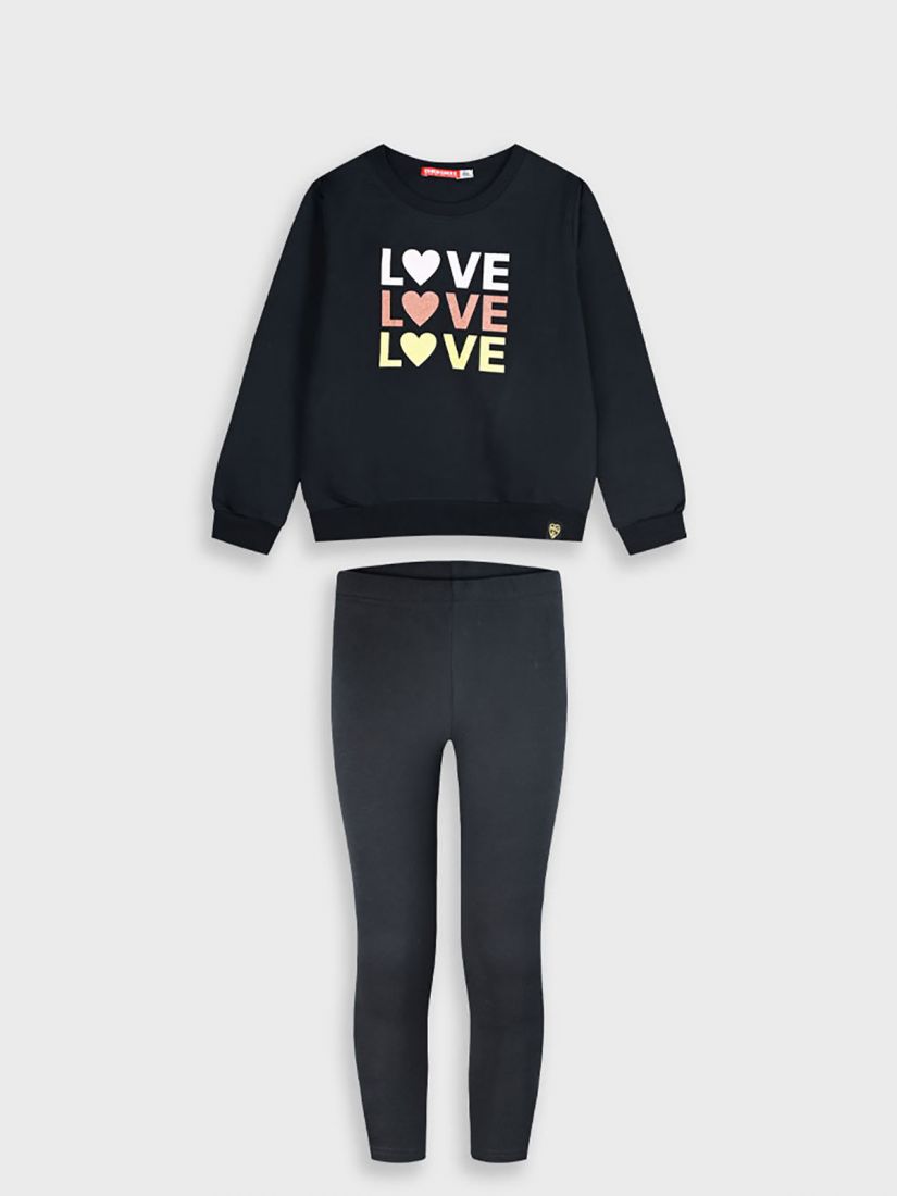Σετ λεπτό μπλούζα με print glitter love και κολάν μονόχρωμο μαύρο