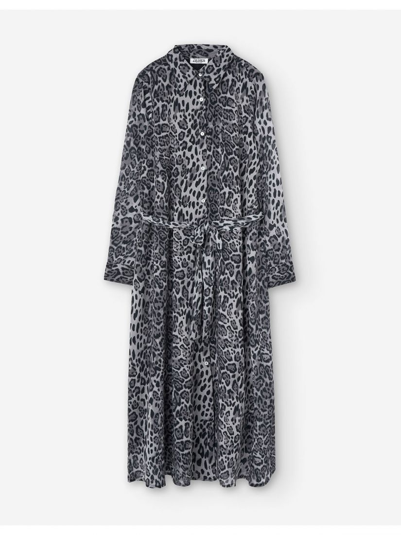 Φόρεμα σεμιζιέ animal print γκρι