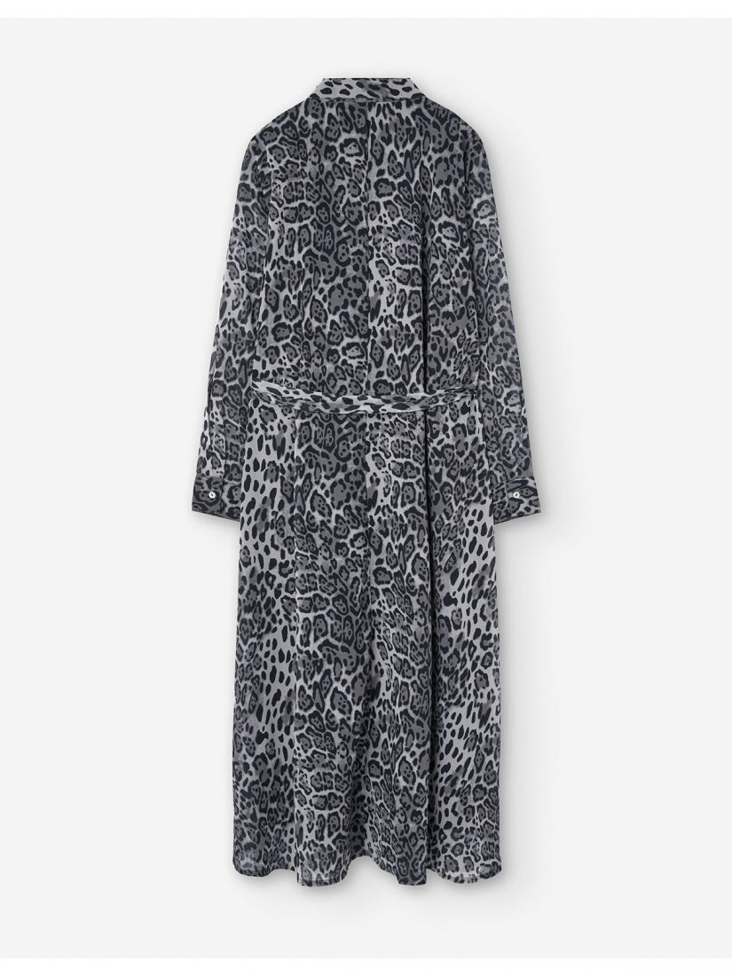 Φόρεμα σεμιζιέ animal print γκρι