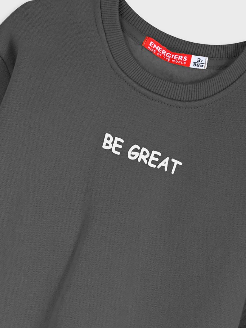 Φόρμα φούτερ print be great με cargo παντελόνι ανθρακί
