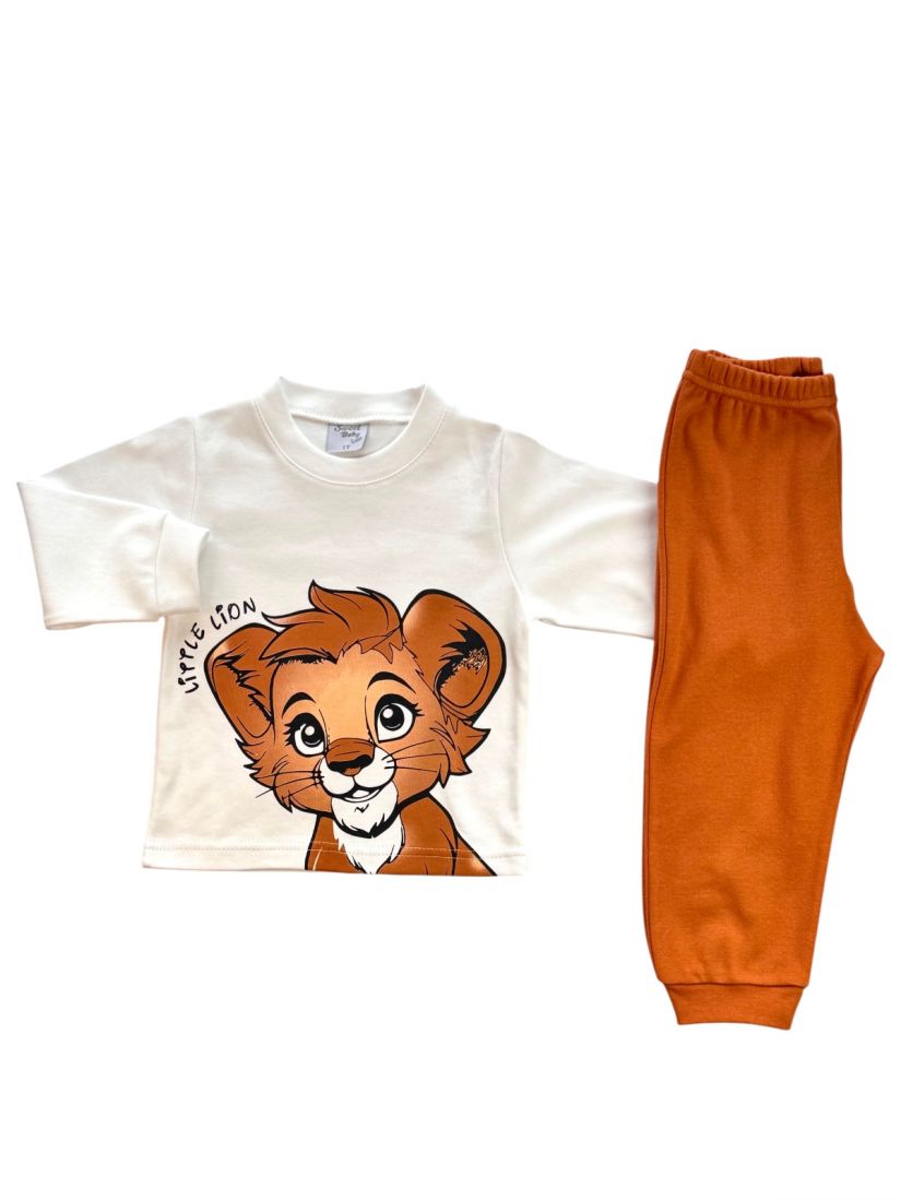 Πυζάμα για αγόρι μικρό με print Little lion καμηλό