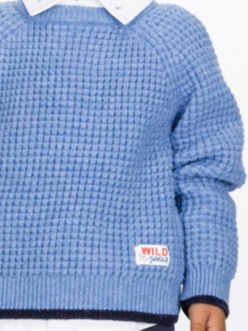 Τριπλέτα πουκάμισο, πουλόβερ και παντελόνι με λάστιχο μπλε