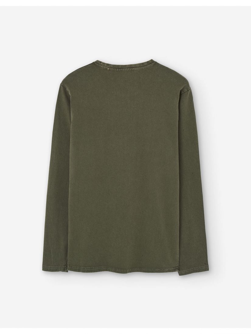 Μπλούζα μακρυμάνικη μονόχρωμη πετροπλημένη  χακί