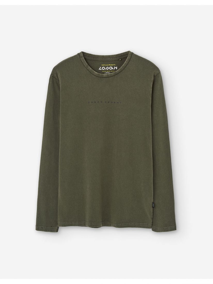 Μπλούζα μακρυμάνικη μονόχρωμη πετροπλημένη  χακί