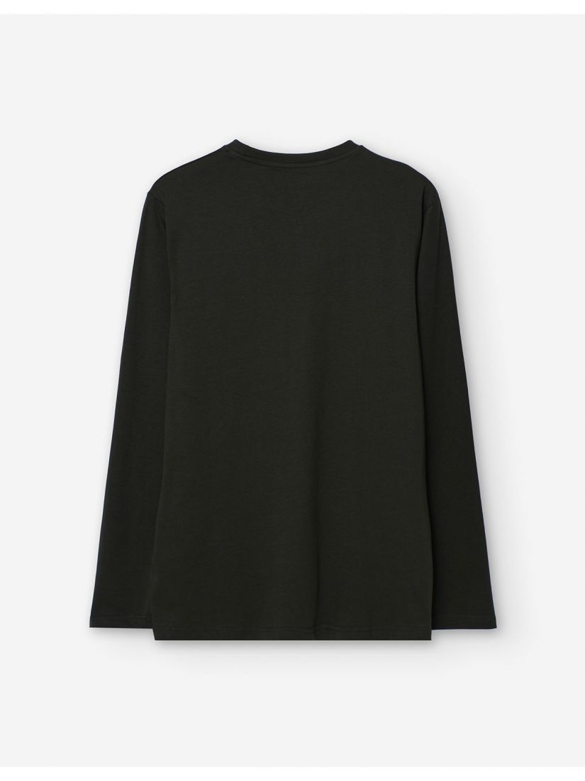 Μπλούζα μακρυμάνικη μονόχρωμη με print New beginning ανθρακί