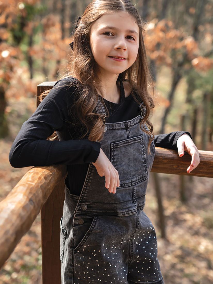 Σαλοπέτα τζιν σορτς με στρας μαύρο