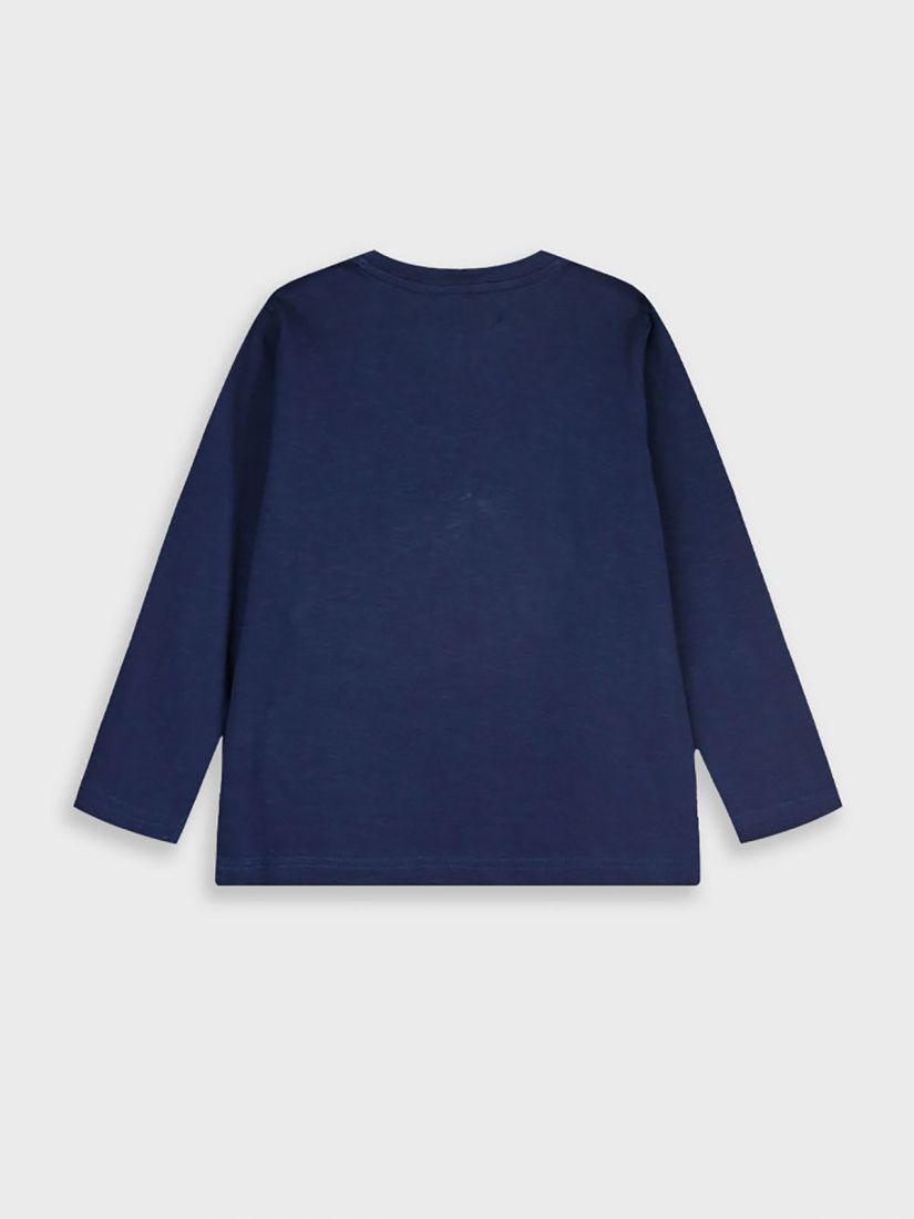 Μπλούζα βαμβακερή μακρυμάνικη με τσαντάκι μπλε