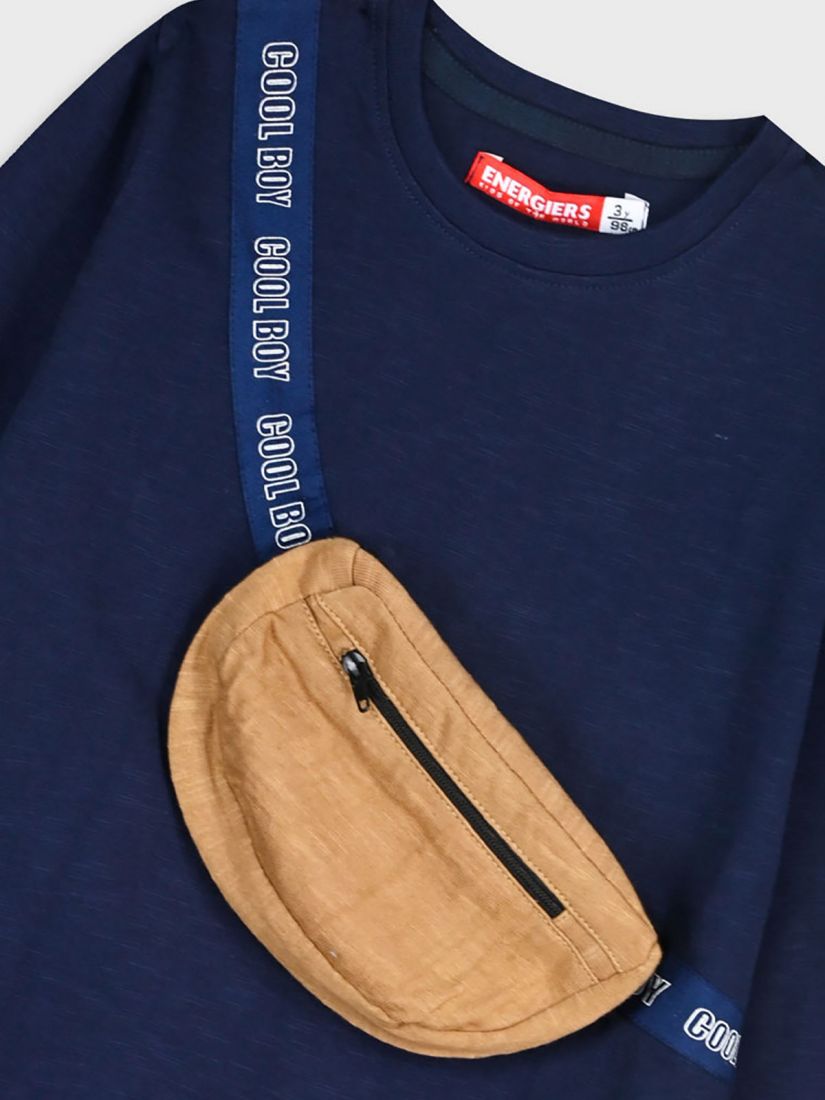 Μπλούζα βαμβακερή μακρυμάνικη με τσαντάκι μπλε