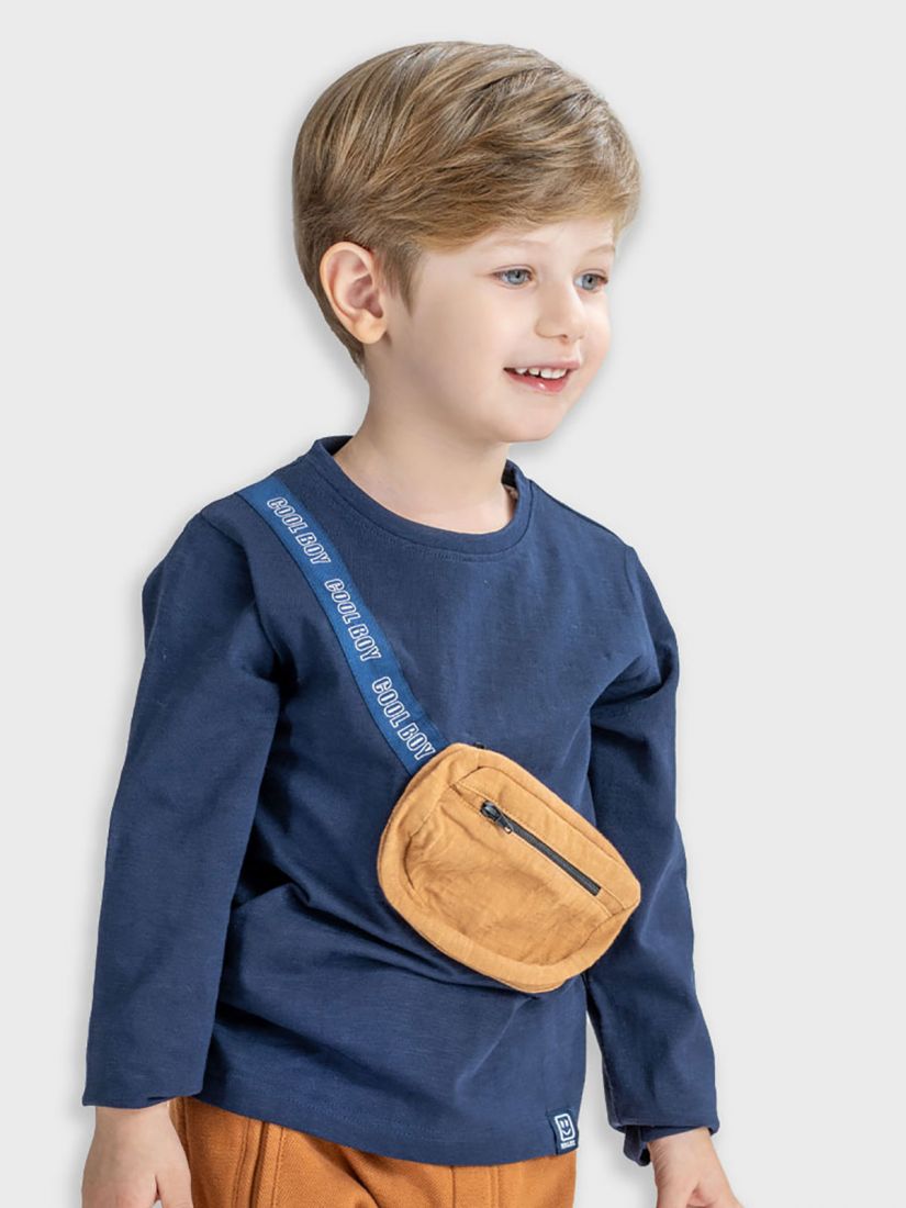 Μπλούζα βαμβακερή μακρυμάνικη με τσαντάκι μπλε